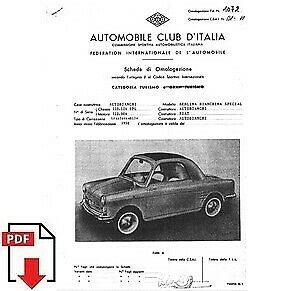1961 Autobianchi Bianchina berlina special FIA homologation form PDF download (ACI)